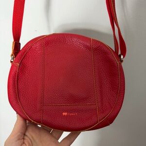 Mywalit Genuine Leather Red Cross Body Bag Purse Circle